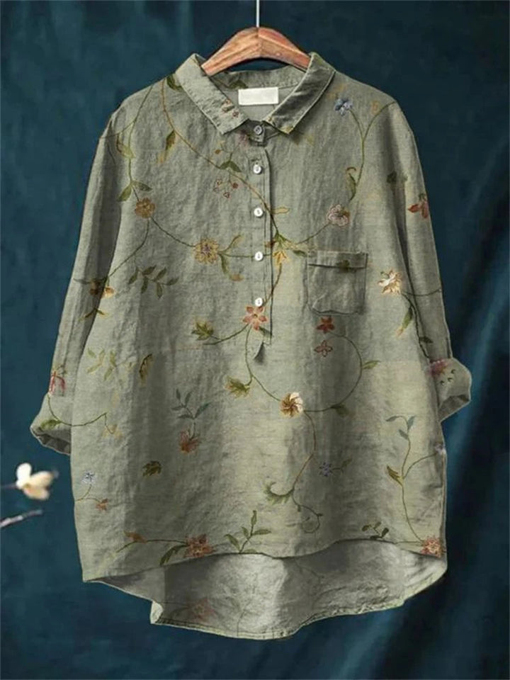 Kasey | Camisa con Estampado Floral Retro Vintage