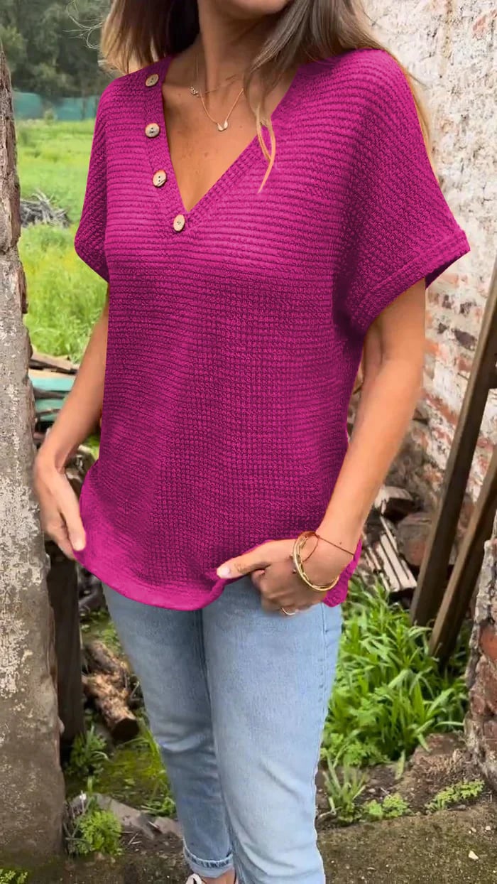 MEERAH - CAMISETA DE MANGA CORTA TRANSPIRABLE CON TEXTURA DE WAFFLE