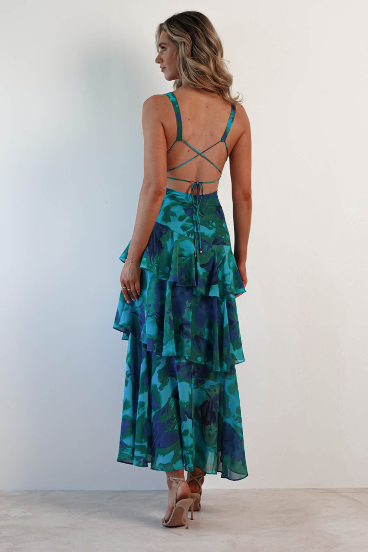 FERRERAS - VESTIDO MIDI REFINADO CON VOLANTES