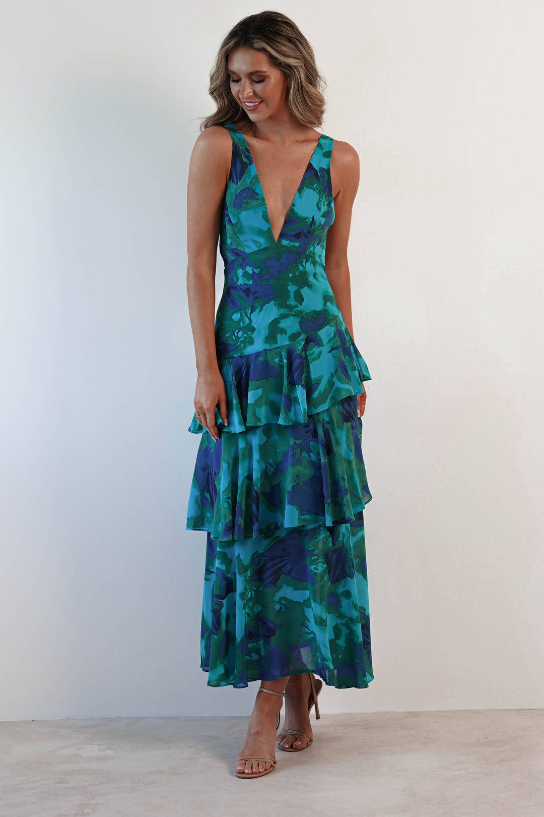 FERRERAS - VESTIDO MIDI REFINADO CON VOLANTES