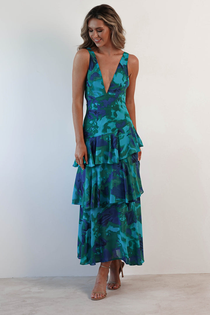 FERRERAS - VESTIDO MIDI REFINADO CON VOLANTES