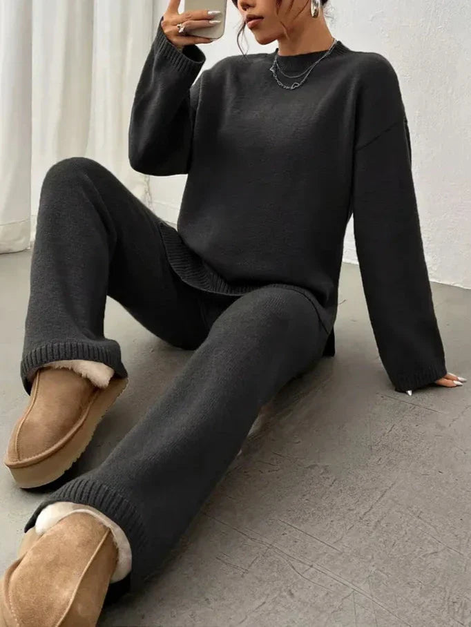 Lily™ - Conjunto Casual de Punto Acanalado y Cálido
