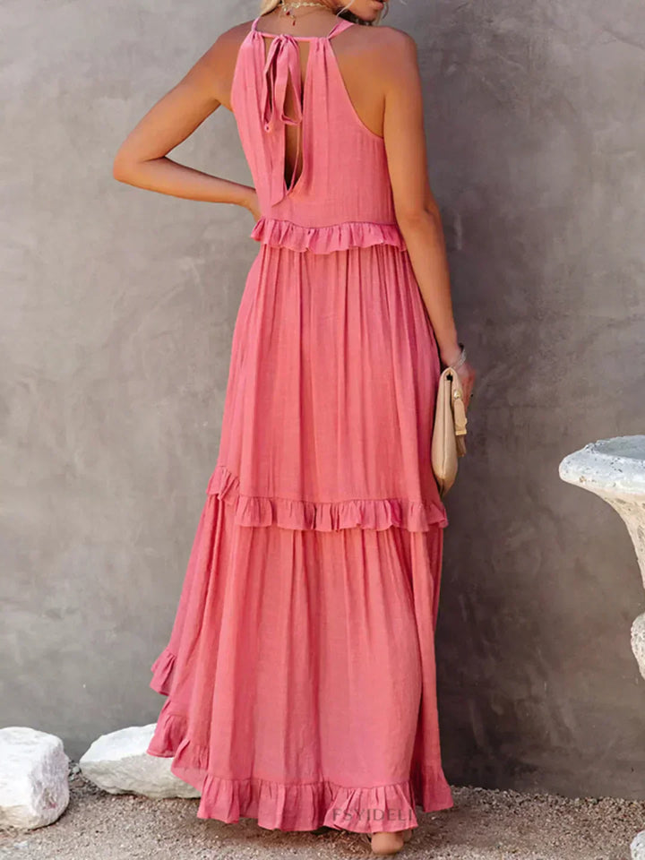 Emilia - Vestido Maxi Halter con Volantes