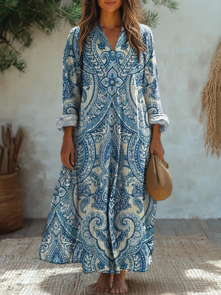 RET - VESTIDO MIDI CON ESTAMPADO FLORAL DE ENCANTO VINTAGE