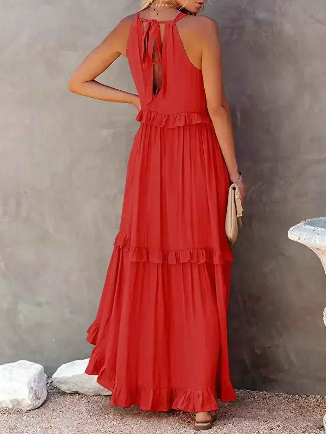 Emilia - Vestido Maxi Halter con Volantes