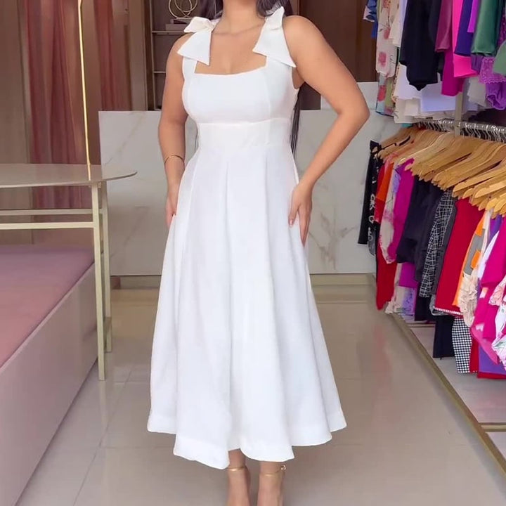KENDALL - VESTIDO ELEGANTE SIN ESPALDA CON LAZO