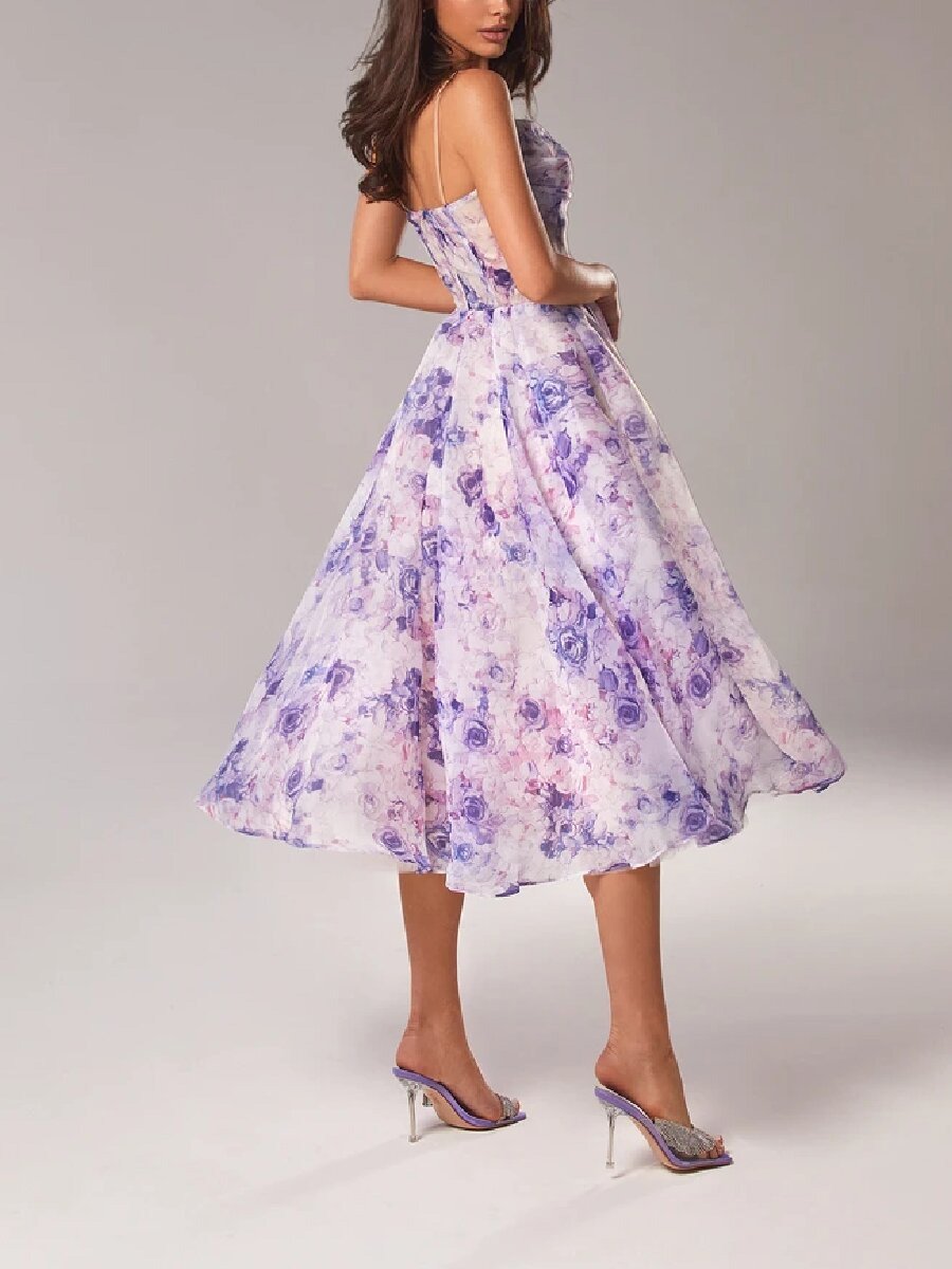 KESHIA - VESTIDO SUSPENSORIO CON ESTAMPADO SOFISTICADO