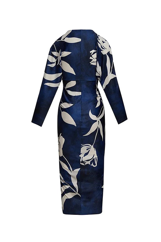 EUGENIA - VESTIDO CON ESTAMPADO INSPIRADO EN BRASIL, FRUNCIDO Y CON ABERTURA