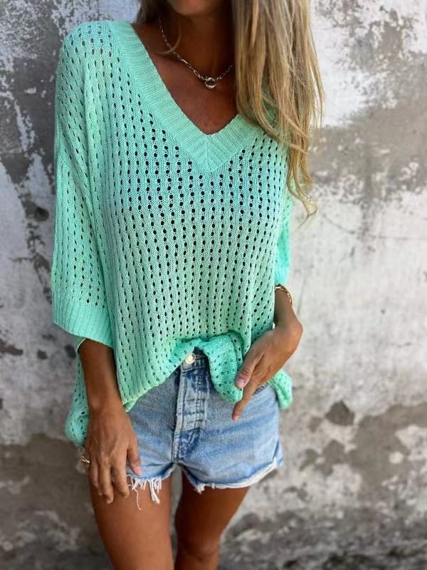 MARIGOLD - SUÉTER DE CROCHET CON ESCOTE EN V