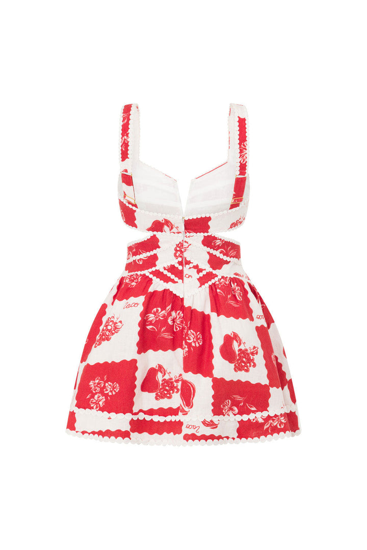 ASINETH - VESTIDO MINI COQUETO ROJO Y BLANCO