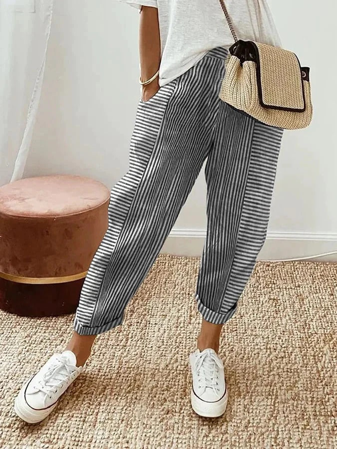 JASMIN - PANTALONES RELAJADOS A RAYAS