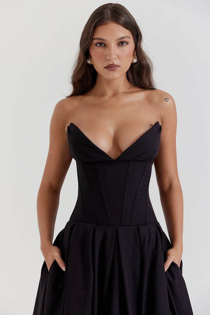 BETHY - VESTIDO DE FIESTA NEGRO CLÁSICO
