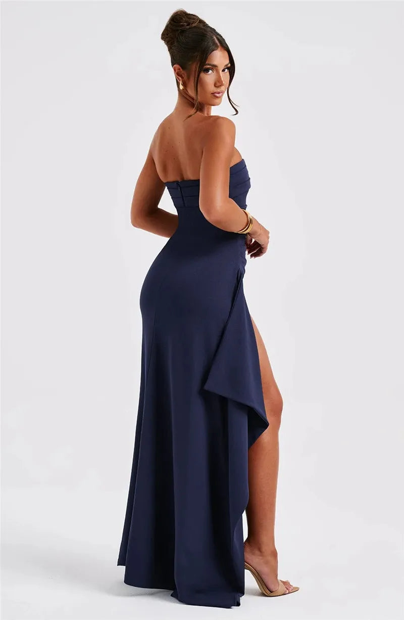 AELRED - VESTIDO MAXI SIN TIRANTES CON ABERTURA