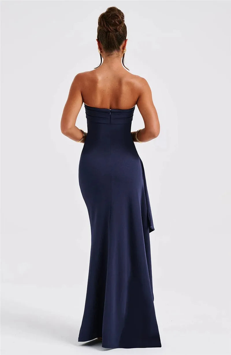 AELRED - VESTIDO MAXI SIN TIRANTES CON ABERTURA