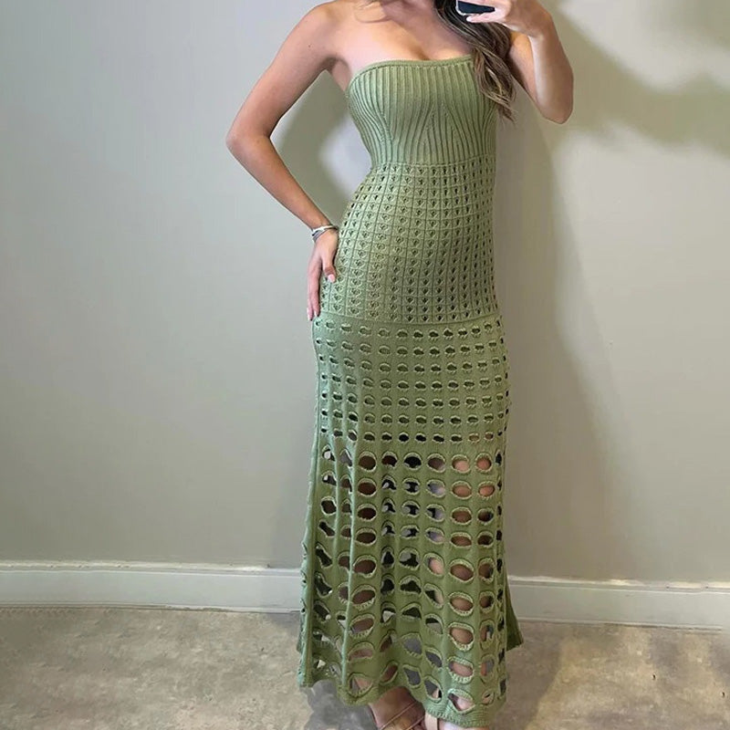 NIKKA - VESTIDO MAXI BOHO DE CROCHET