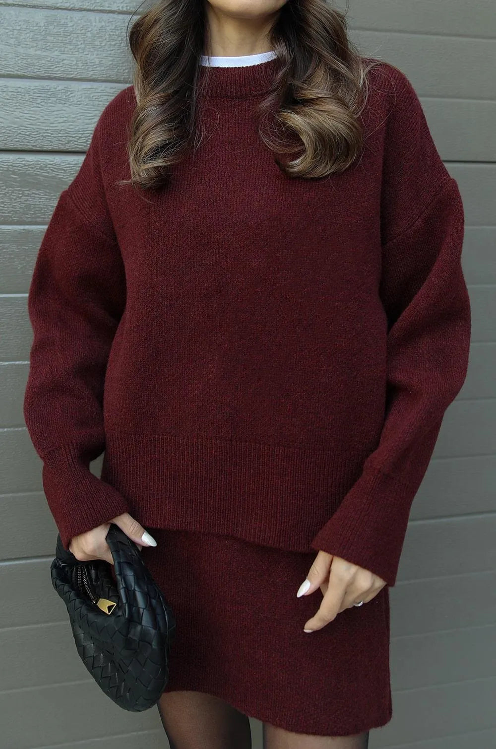 LEAH - CONJUNTO DE SUÉTER DE PUNTO Y FALDA