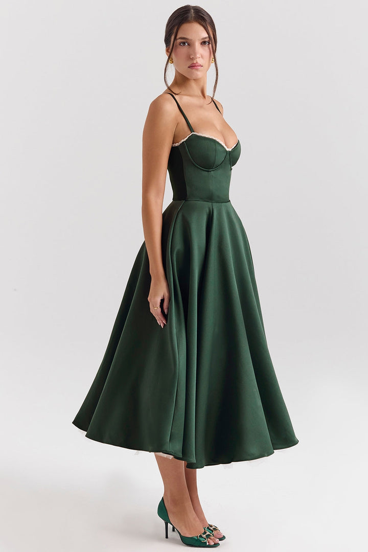 BRIGGITE - VESTIDO TÉ DE TUL CON CORPIÑO AJUSTADO Y FALDA ACAMPANADA