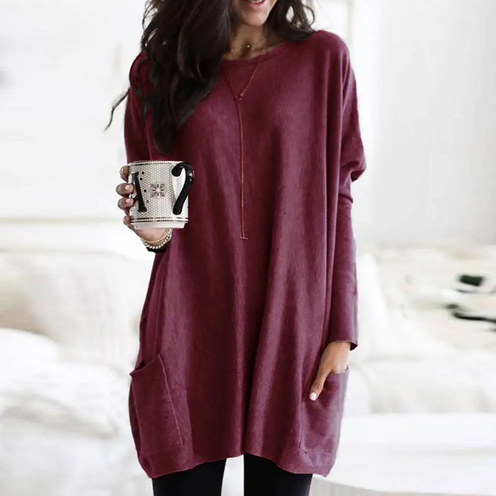 YVONNE - VESTIDO DE MANGA LARGA CON BOLSILLOS