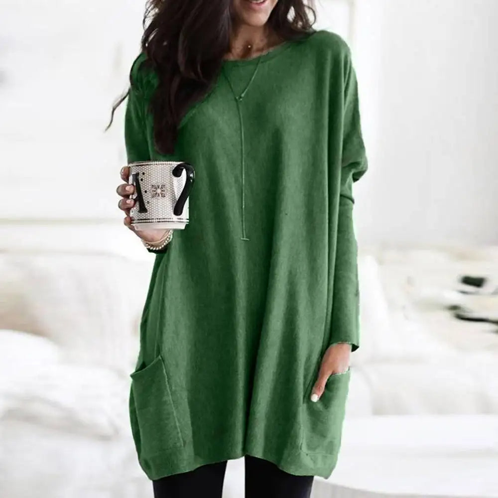 YVONNE - VESTIDO DE MANGA LARGA CON BOLSILLOS