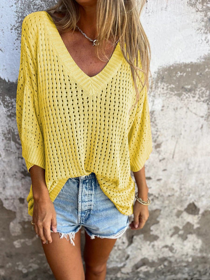 MARIGOLD - SUÉTER DE CROCHET CON ESCOTE EN V