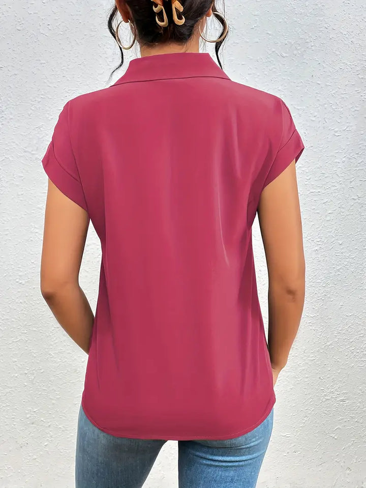 SAFIRA - BLUSA DE MANGA CORTA CON CREMALLERA AL FRENTE