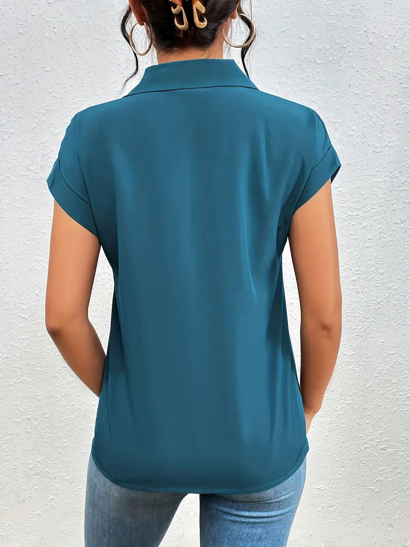 SAFIRA - BLUSA DE MANGA CORTA CON CREMALLERA AL FRENTE
