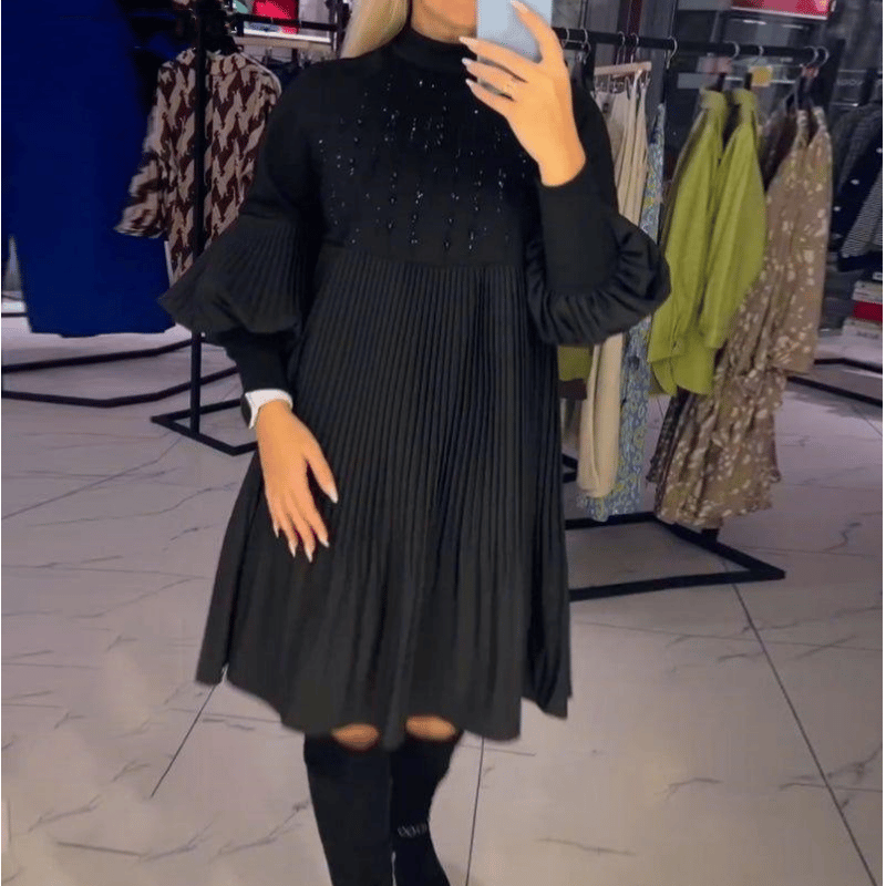 JODIEROSE - VESTIDO TALLA GRANDE CON MANGAS ABULLONADAS