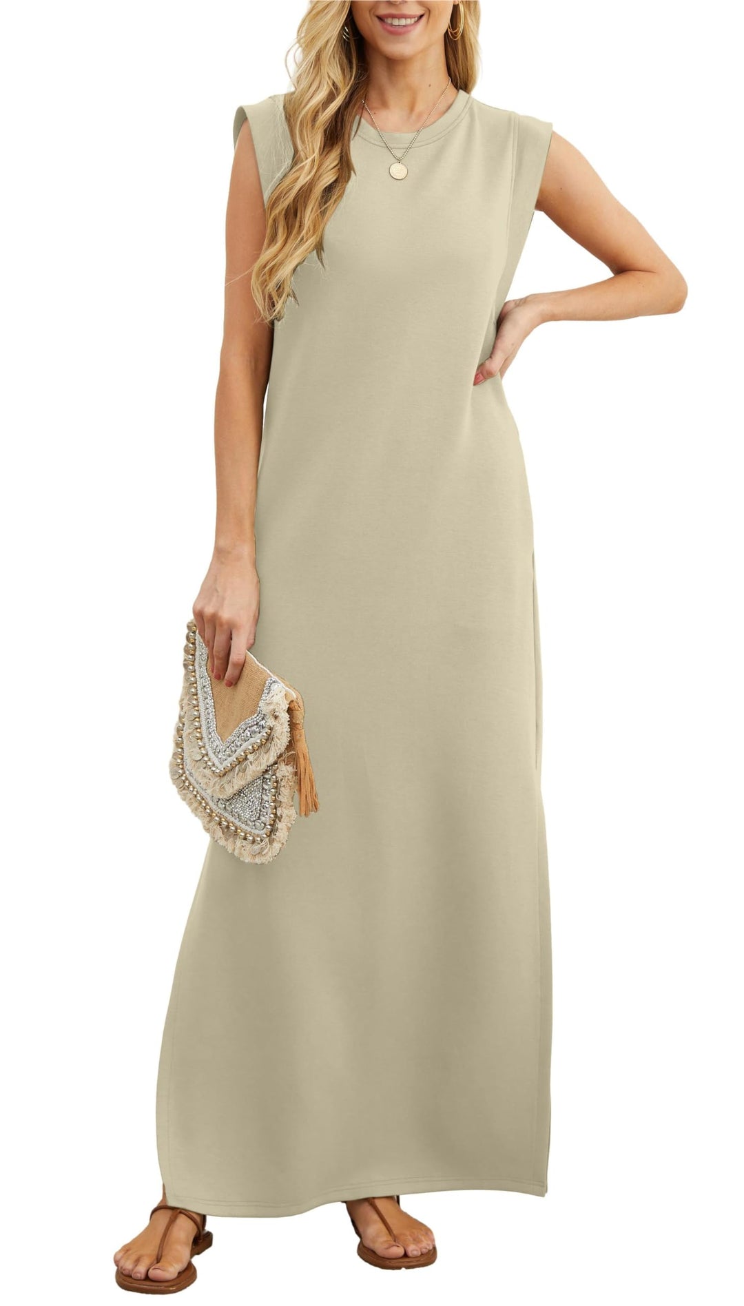 NINALEE - VESTIDO MAXI DIVIDIDO DE FLUJO RELAJADO