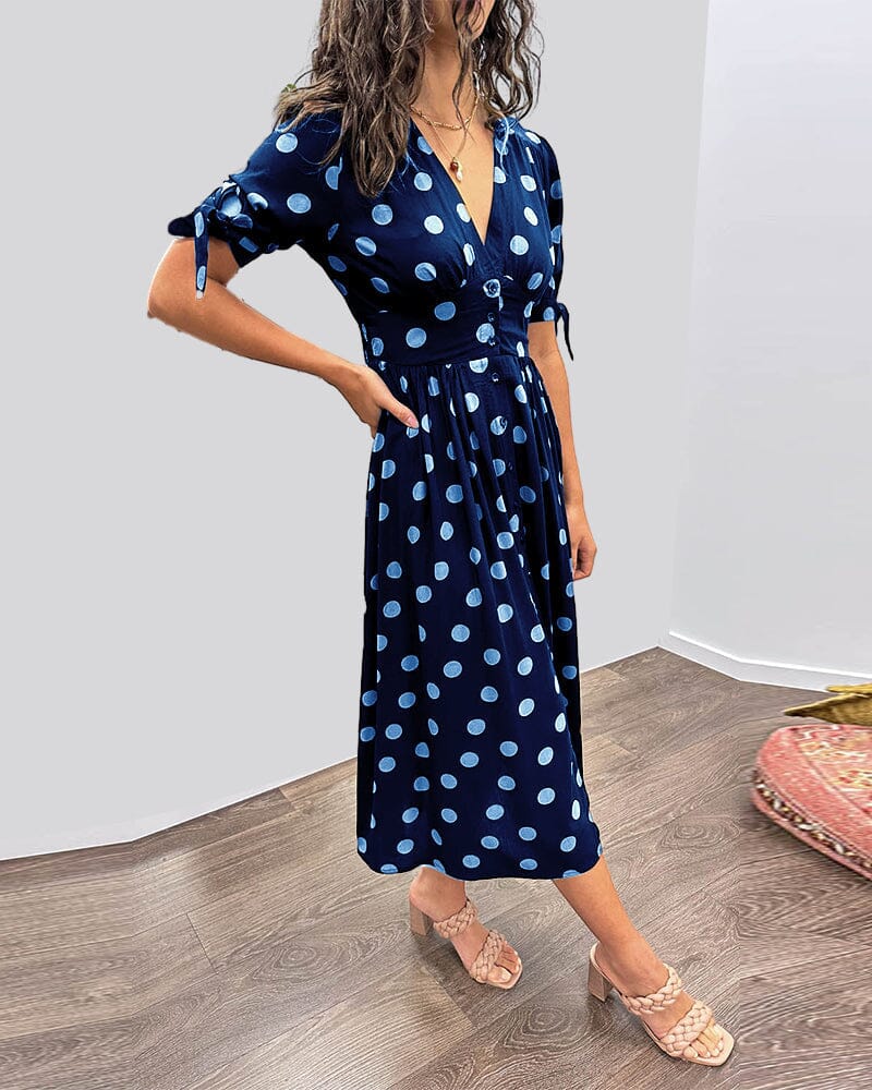 SAINTCLAIR - VESTIDO SWEETHEART CON ESCOTE EN V PROFUNDO Y LUNARES