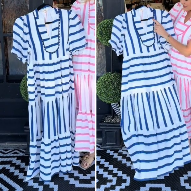 EMERY - VESTIDO MIDI RELAJADO A RAYAS