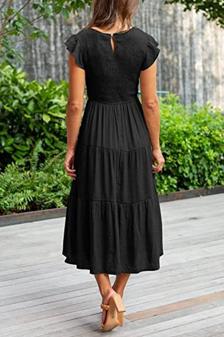 MARINEL - VESTIDO MIDI ELEGANTE FRUNCIDO