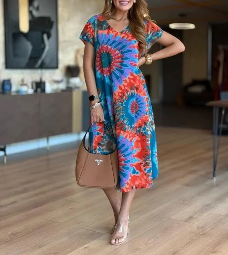 EALA - VESTIDO DE PLAYA ÉTNICO CON TIE-DYE