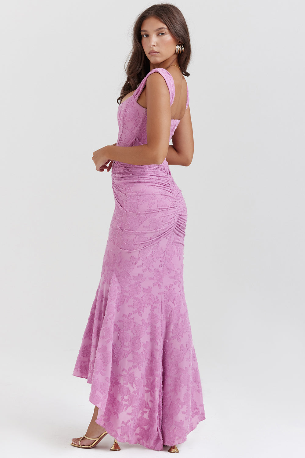 Boheme - Vestido de Noche Ajustado sin Mangas con Fruncido
