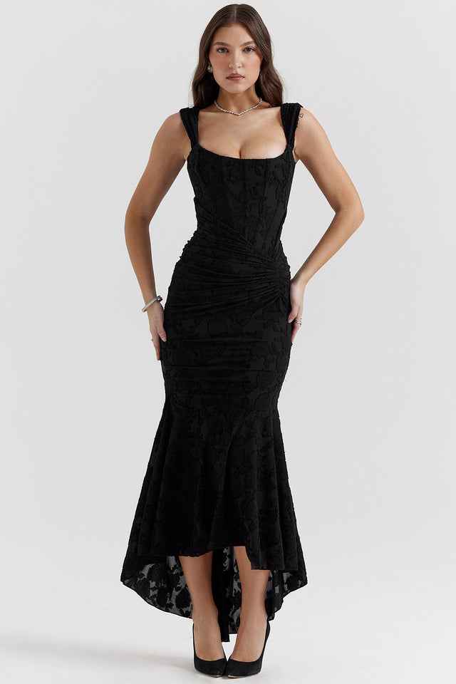 Boheme - Vestido de Noche Ajustado sin Mangas con Fruncido