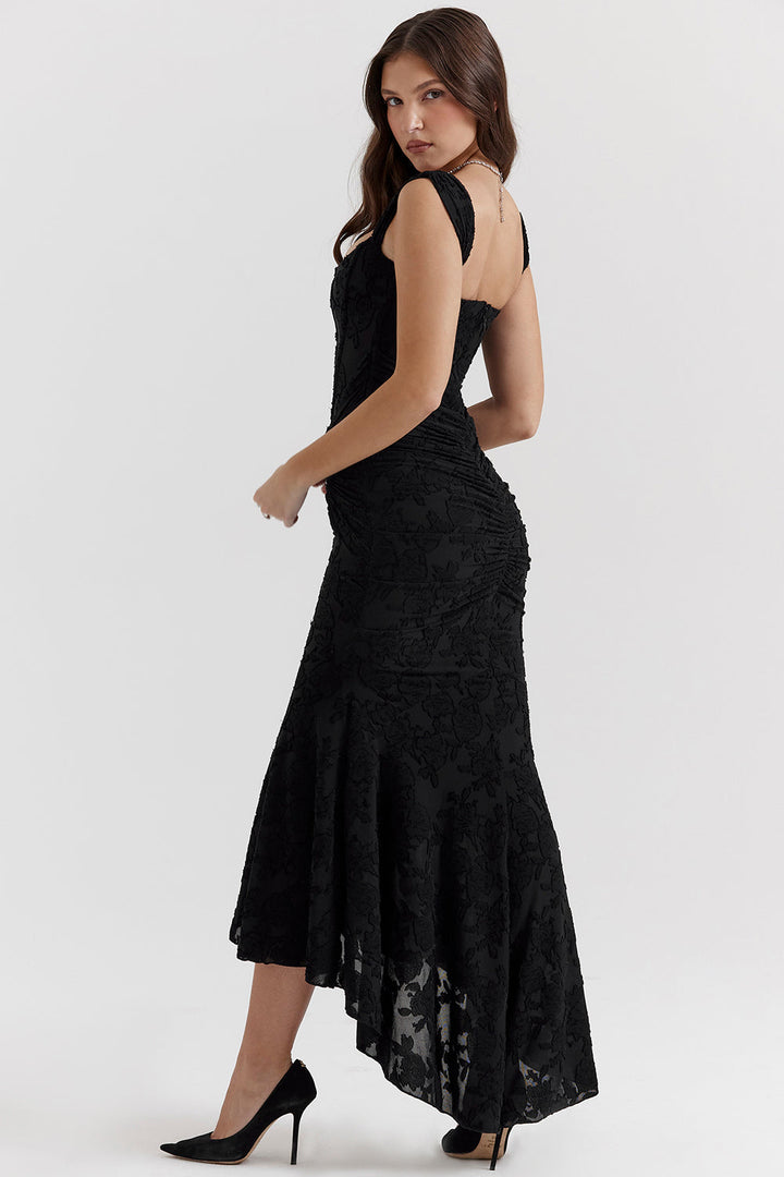 Boheme - Vestido de Noche Ajustado sin Mangas con Fruncido