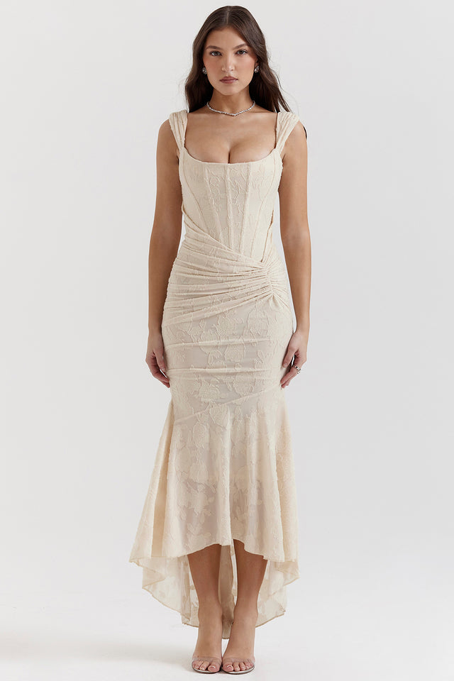 Boheme - Vestido de Noche Ajustado sin Mangas con Fruncido