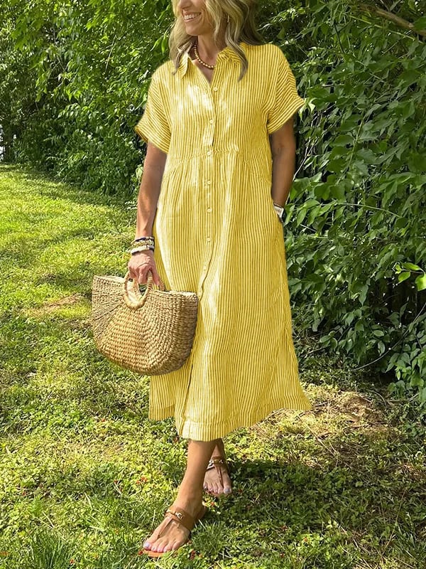 JOVIE - VESTIDO MAXI CLÁSICO ELEGANTE A RAYAS