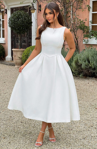 REYNA - VESTIDO DE CREPÉ DE CONTORNO DE LUJO