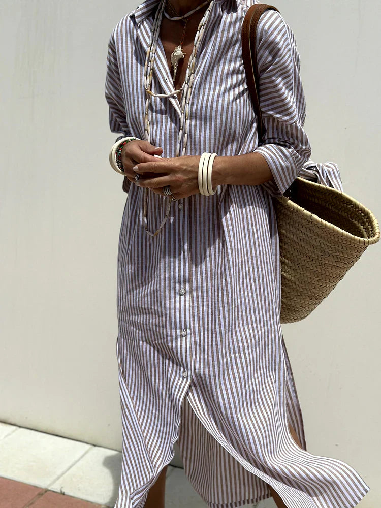 Colen | Vestido Camisero Clásico a Rayas