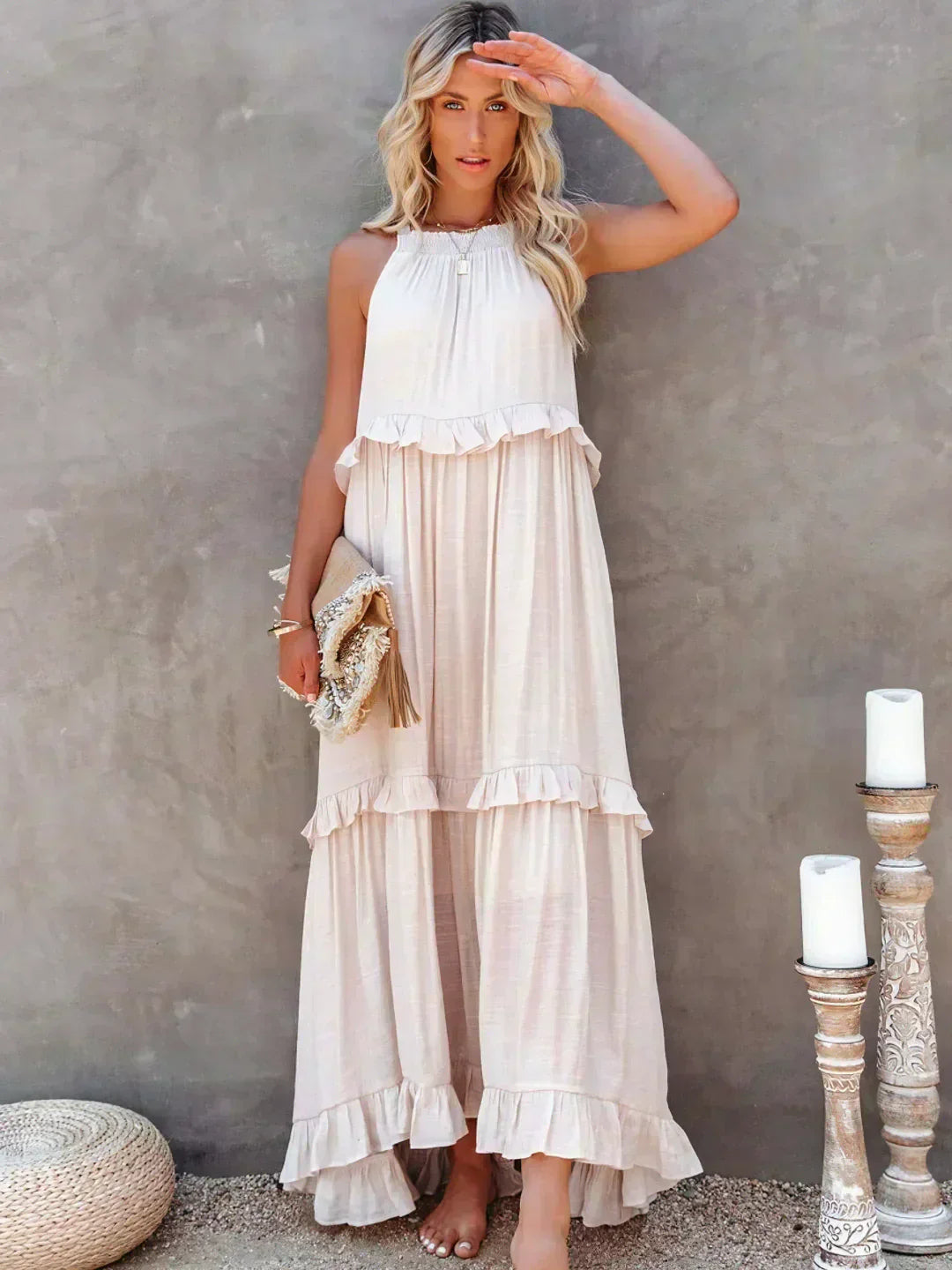 Emilia - Vestido Maxi Halter con Volantes