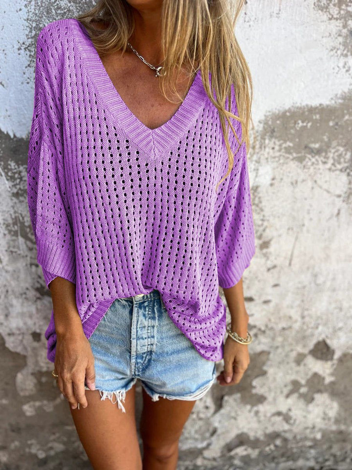 MARIGOLD - SUÉTER DE CROCHET CON ESCOTE EN V