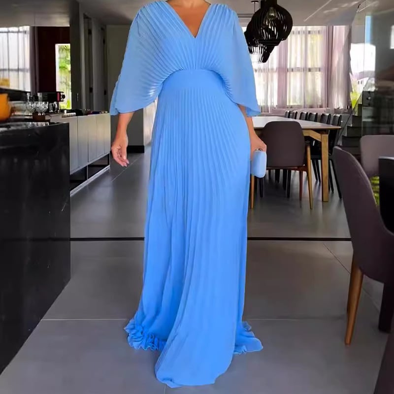 KOHLE - VESTIDO ELEGANTE CON MANGAS DRAPEADAS Y CINTURA