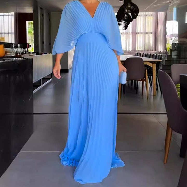 KOHLE - VESTIDO ELEGANTE CON MANGAS DRAPEADAS Y CINTURA