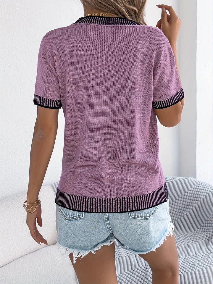 CAROLINA - BLUSA CLÁSICA DE PUNTO A RAYAS CON CUELLO REDONDO