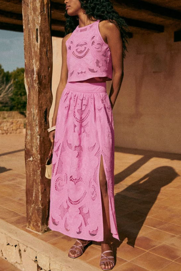MELISSA - CONJUNTO CHIC DE ENCAJE ROSA