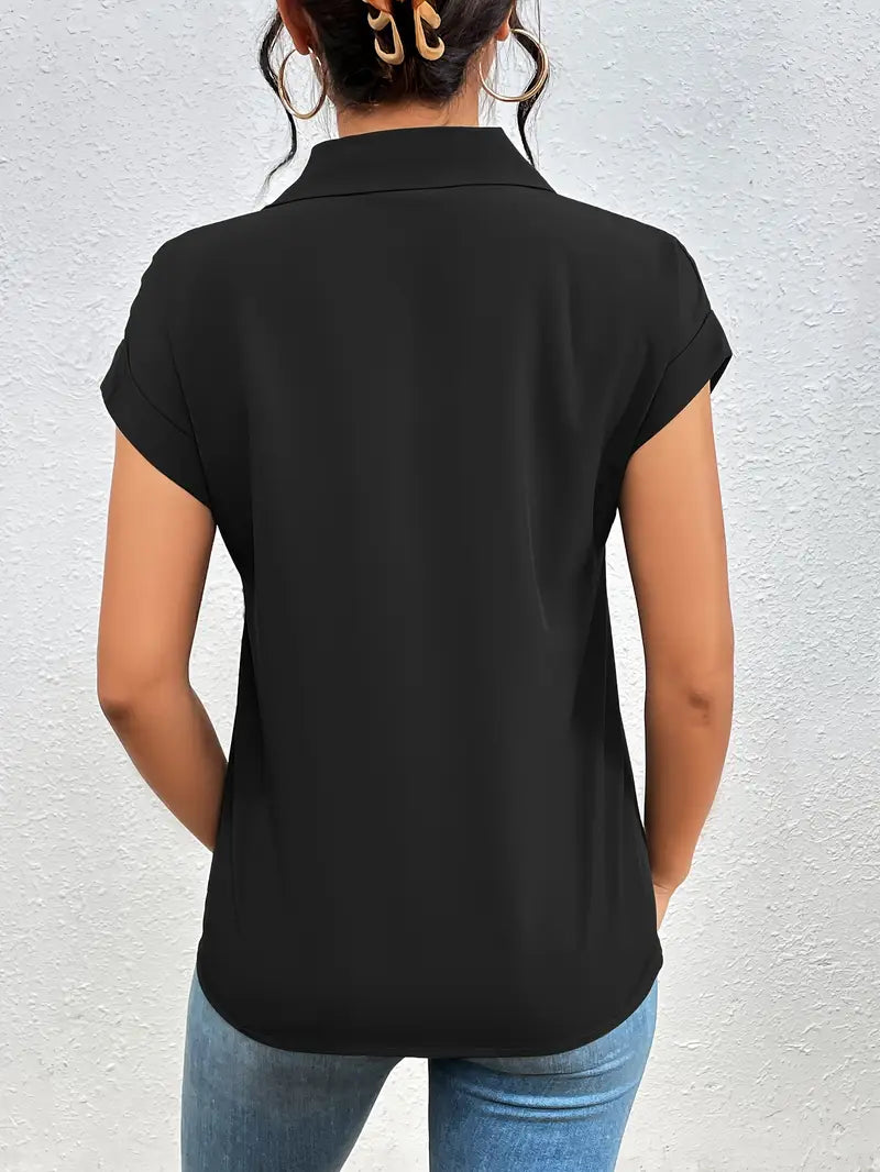 SAFIRA - BLUSA DE MANGA CORTA CON CREMALLERA AL FRENTE