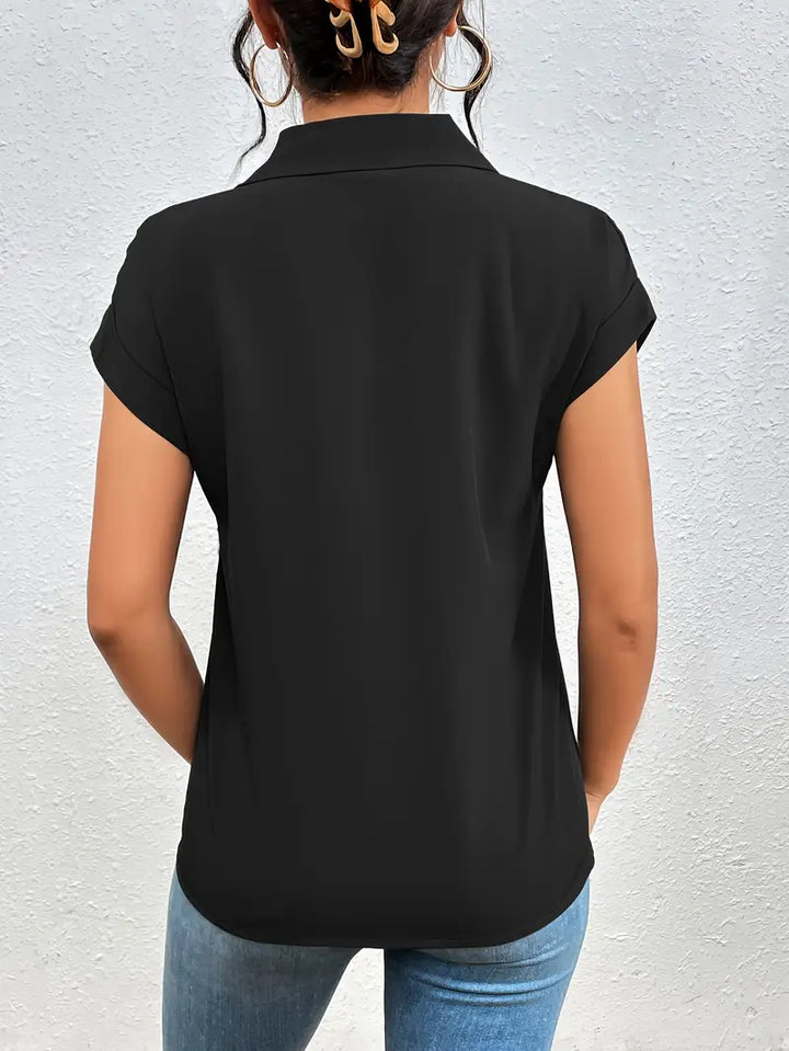 SAFIRA - BLUSA DE MANGA CORTA CON CREMALLERA AL FRENTE