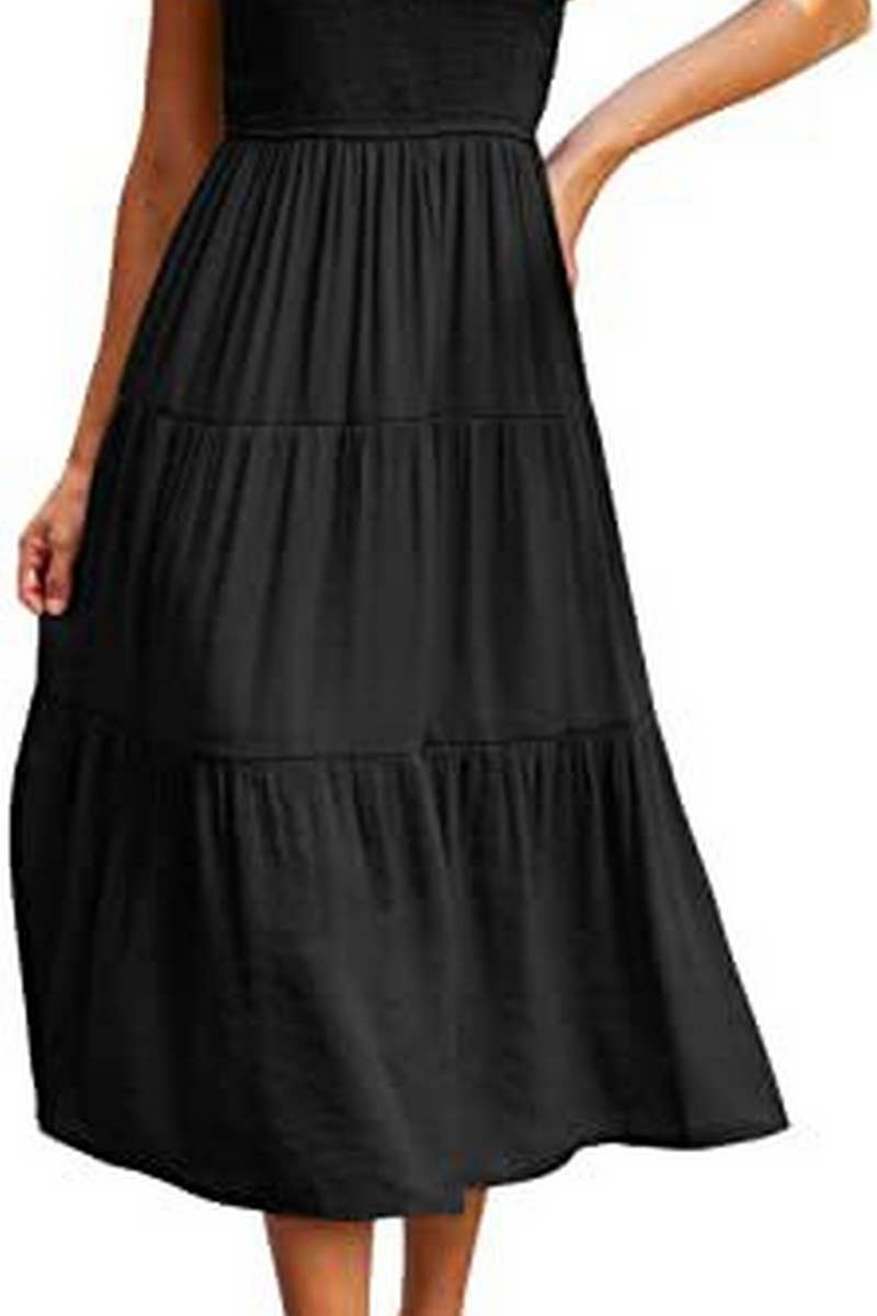 MARINEL - VESTIDO MIDI ELEGANTE FRUNCIDO