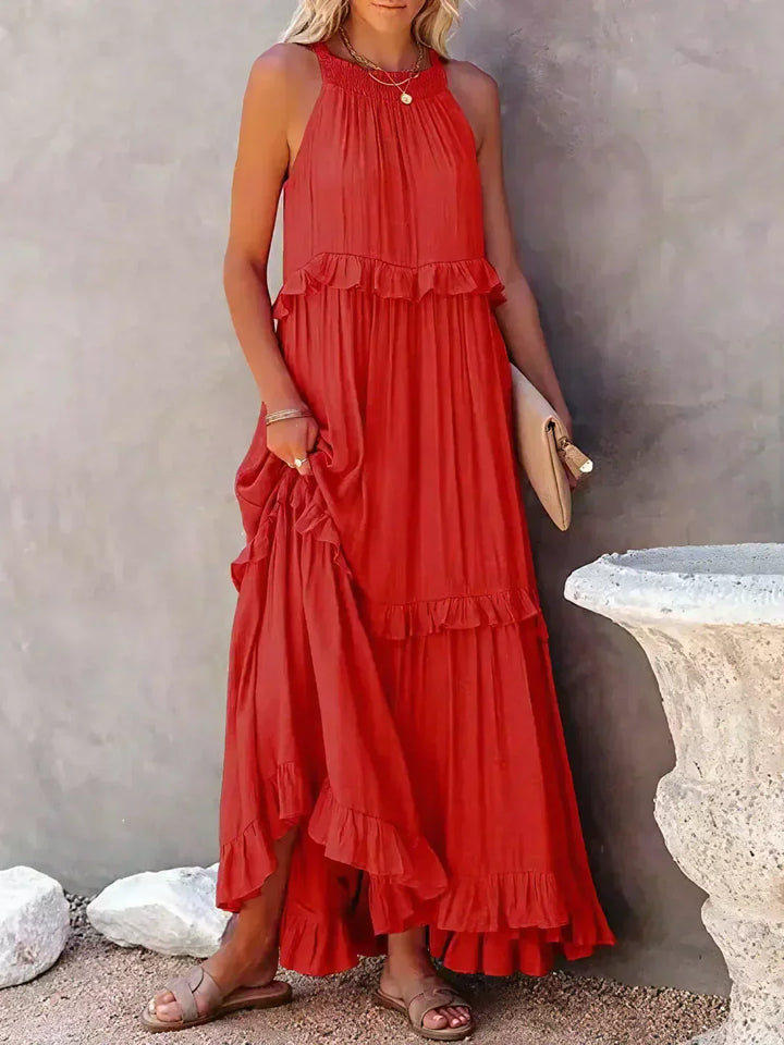Emilia - Vestido Maxi Halter con Volantes