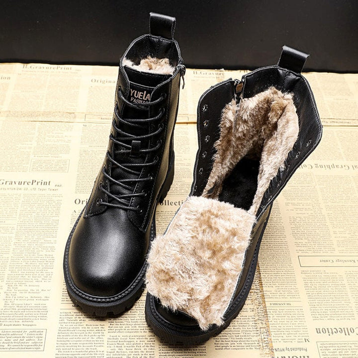 Helena - Botas Aisladas Forradas con Piel Sintética Negra